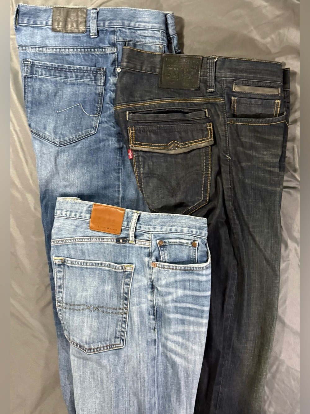 Levi's Men's 3-Pack Relaxed Jeans in Black and Two Blue Washes